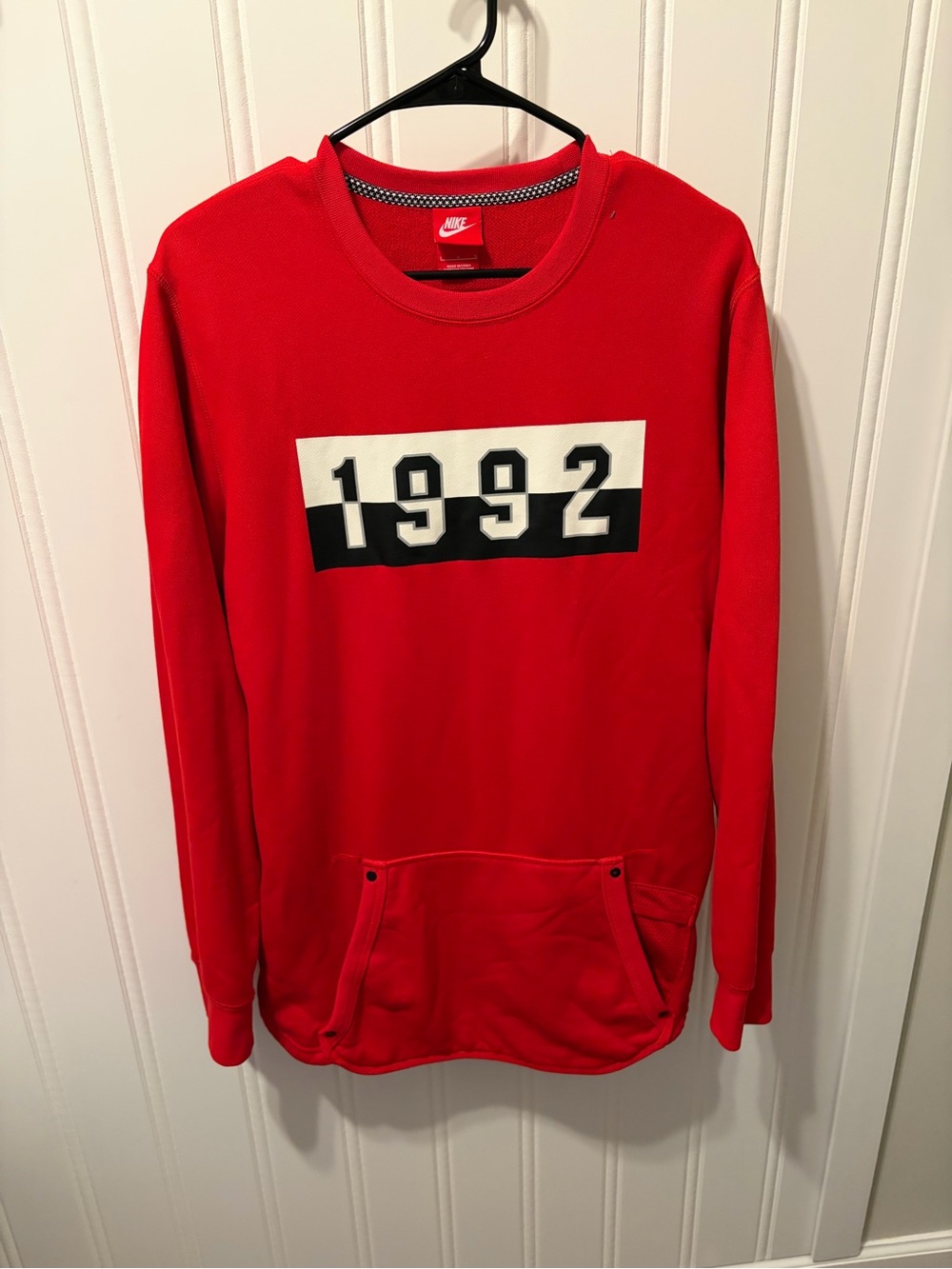 Nike Air Mikina 1992 Side-Zip Pullover Sweatshirt Mens SZ L University Red